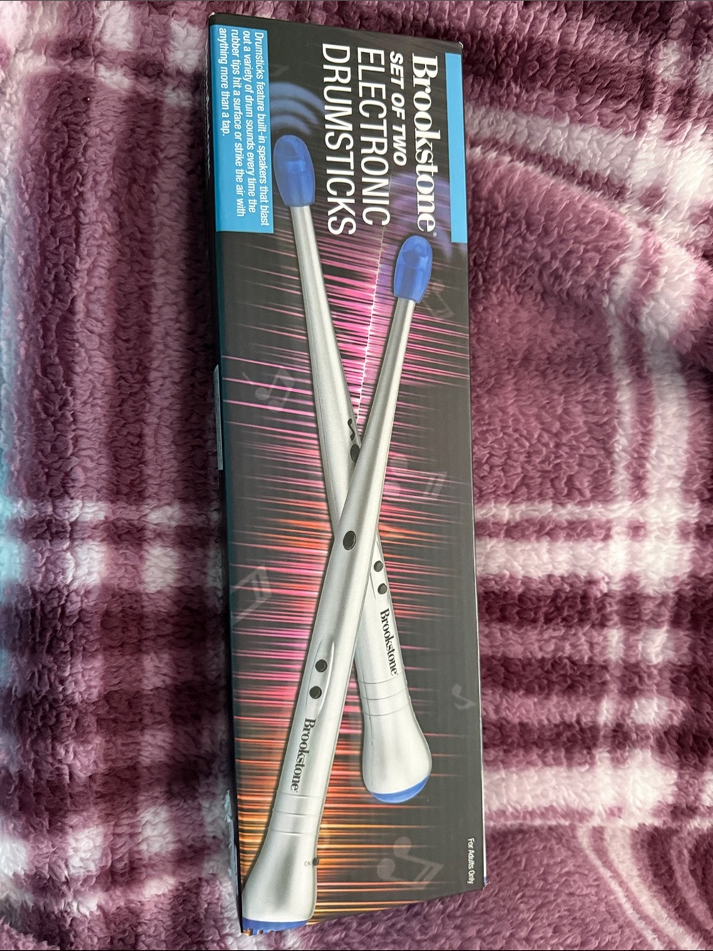 Brookstone Silver Electronic Drumsticks with Blue Tips